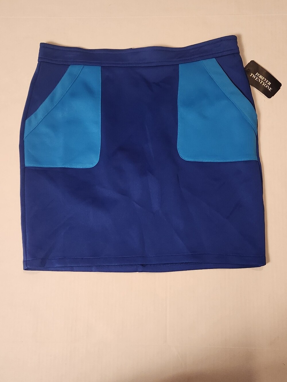 NWT VTG Y2k Deadstock Forever 21 Blue Colorblock Mini Skirt with Pockets Medium